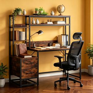 Modern Sleek Computer <b>Desk</b> with 2 <b>Drawers</b> for Gaming & Office for Home & Bedroom Use - Product Image 5