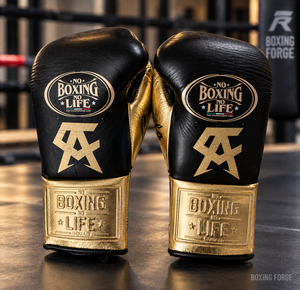 No Boxing No Life Gold Leather Breathable Training Gloves <b>Laced</b> Adjustable Customizable for Adults Boxing Gym Use Customized - Product Image 3
