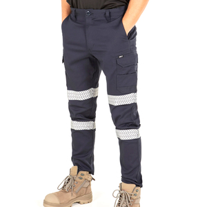 Men’s Multi-Pocket Safety <b>Work</b> <b>Pants</b> Navy Blue Cargo Trousers with Reflective High-Vis Strips Heavy Duty Protective Workwear - Product Image 1