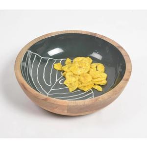 Tazón de vajilla de diseño creativo, apto para alimentos, ecológico, hecho a mano, tazón redondo de madera para ensalada, vajilla con estampado de esmalte. - Product Image 4