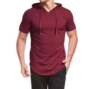 T-shirt à capuche pour homme, coupe droite, manches courtes, 100% coton, couleur unie, avec logo personnalisé brodé, idéal pour l'été – Grande Vente - Product Image 5