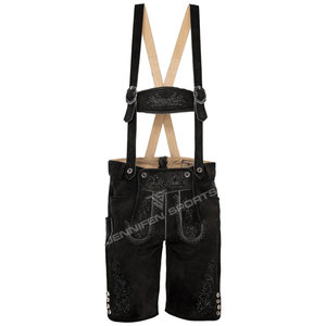 Nouvelles Lederhosen bavaroises noires courtes avec bretelles, shorts en daim de chèvre de haute qualité pour hommes, pour l'Oktoberfest - Product Image 1