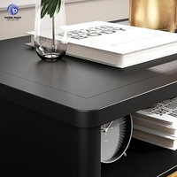 Table de chevet moderne en bois massif avec tiroir à motif en chevrons et rangement ouvert