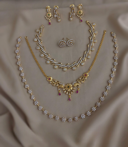 Conjunto de collar con acabado mate CZ, oferta combinada, perfecto para fiestas y uso minimalista. - Product Image 1