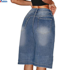 Overol de Mezclilla para Mujer, Diseño Único, Estilo Casual, Verano, Alta Calidad, Corte Holgado, Pierna Ancha, Jeans Cortos de Longitud Media - Product Image 4