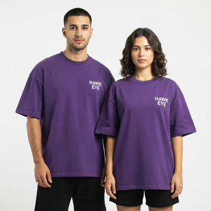 เสื้อยืดคอกลมโอเวอร์ไซส์คุณภาพสูงสำหรับผู้หญิงและผู้ชาย น้ำหนักเบา สีพื้น ปักลายได้ตามสั่ง รับผลิตแบบ OEM ODM ขายส่ง รับผลิตแบรนด์ส่วนตัว - Product Image 1