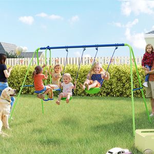 "Outdoor Heavy Duty Metal <b>Swing</b> Set with Glider & 2 Seats Adjustable Height A-<b>Frame</b> PP Material" - Product Image 2