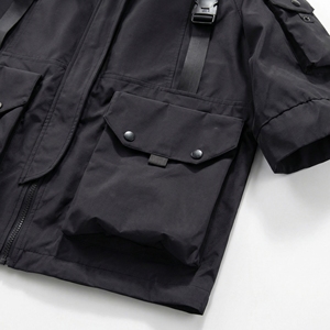 เสื้อแจ็คเก็ตมีฮู้ดสีดำแบบยุทธวิธี |   เสื้อแจ็คเก็ตเทคหลายกระเป๋าพร้อมสายรัดแบบหัวเข็มขัด |   เสื้อแจ็คเก็ตสตรีทแวร์ตัวใหญ่ |   ผู้ผลิต OEM ตามสั่ง - Product Image 5
