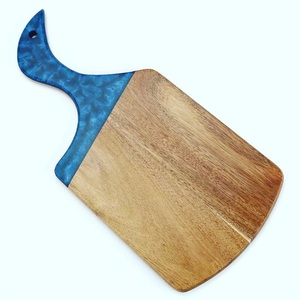 Planche à découper en bois de qualité supérieure avec poignée en résine à motif vagues océaniques, aspect attrayant, accessoires de cuisine - Product Image 1