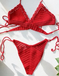 Traje de baño de punto, conjunto de bikini de ganchillo, 100% algodón. - Product Image 2