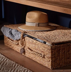 BAHAMAS Elegant Water-Hyacinth Woven Bedroom Storage Trunk Basket Multi-Usage Organizer for Bathroom <b>Wardrobe</b> Living Room - Product Image 1