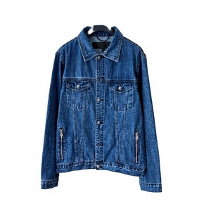 Custom Logo Men's Classic Blue <b>Denim</b> Jacket Casual Long Sleeve Slim Fit Button Down Jean <b>Coat</b> with Zipper Pockets Streetwear - Product Image 5