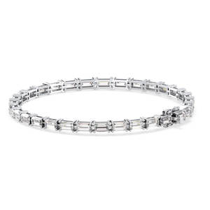 REYES Elegante Pulsera de Tenis con Cierre de Caja de Plata de Ley 925 y Moissanita de 10Ct, Chapada en Oro de 14K, Joyería de Mano para Mujer, Fabricante - Product Image 1