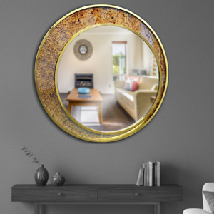 Espejo con marco S S PVD y cristal antiguo, con un acabado desgastado que agrega un toque de historia a tu decoración. - Product Image 2