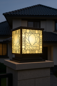 Lámpara LED para pilar de puerta, diseño moderno con patrón de ondas, decoración CM para exteriores, villa, negra, acero con recubrimiento en polvo de alta calidad, luz cálida, 12 pulgadas - Product Image 4