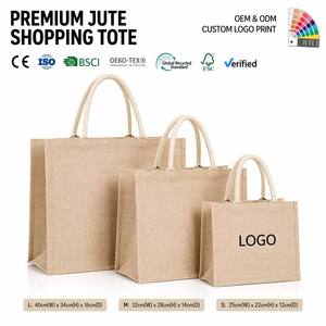 High Quality Reusable <b>Waterproof</b> Jute Gunny Custom Logo Shopping <b>Tote</b> Outdoor Beach <b>Bag</b> for Gifts Women's <b>Tote</b> <b>Bags</b> - Product Image 4