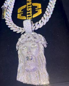 Charmes en argent sterling avec zircon rond de 3,50 carats, plaqués or jaune 14 carats, visage de Jésus, classique, pour homme, pour les fêtes - Product Image 1