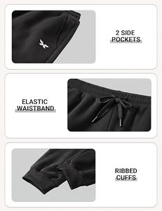 <b>Men's</b> Black Knitted Sweatpants Elastic Waist Drawstring Casual <b>Joggers</b> Midweight Cotton Pants Autumn Style Side Pockets - Product Image 3