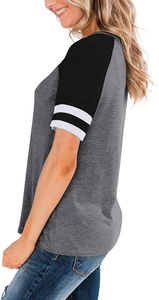 Camiseta de Punto Casual para Mujer, Cuello Redondo, Manga Corta, Holgada, con Bloques de Color, 100% Algodón Transpirable, Primavera-Verano - Product Image 2