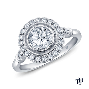 Or 10 carats avec accents halo et serti complexe en milgrain avec diamant central (naturel) – Fabricant OEM, vente en gros et au détail - Product Image 1