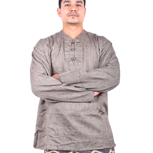 ชุดของขวัญวัฒนธรรมและท่องเที่ยว เสื้อคุร์ตาผ้าฝ้ายสีเทา - Product Image 1