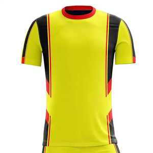 Conjunto de Uniforme de Fútbol Amarillo para Hombre, Manga Corta, Cuello Redondo, Poliéster que Absorbe la Humedad, Ajuste Atlético, para Todas las Temporadas, Estampado Sublimado - Product Image 3