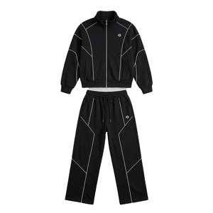Ensembles de sweats à capuche zippés à empiècements contrastants pour hommes, en coton premium à grammage élevé, avec logo personnalisé, et pantalon de jogging – Fournisseur en gros - Product Image 2