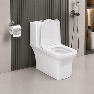 WC monobloc en céramique de haute qualité, à poser au sol, avec chasse d'eau double Tornado, écologique, moderne, siphon en P, pour salle de bain, usage hôtelier - Product Image 2