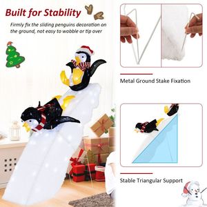Decorazione Natalizia a Forma di Pinguino Pattinatore su Ghiaccio di 1,2 Metri con Scivolo Innevato, Ornamento Festivo per le Feste - Product Image 6