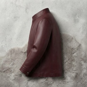 Men's Genuine Leather Winter <b>Biker</b> <b>Jacket</b> Waterproof Stand Collar Casual Leather <b>Jacket</b> - Product Image 4