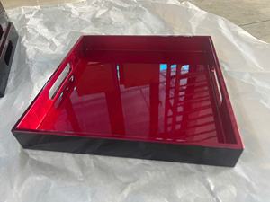 Plateau de service en laque japonaise élégante Vente en gros à bas prix Plateau carré laqué avec poignées - Product Image 2