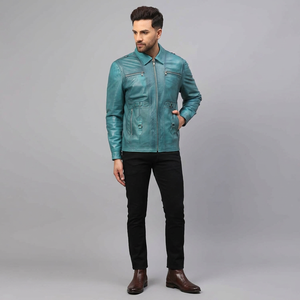 High Quality Breathable Fusion Functionality <b>Mens</b> Genuine <b>Leather</b> Varsity <b>Jacket</b> Waterproof Windproof Vintage Style Digital - Product Image 1