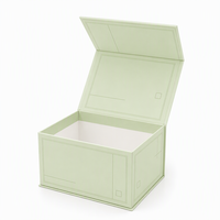 Boîte cadeau pliable personnalisée vert clair avec motif géométrique, emballage rigide pour vêtements et cosmétiques de luxe