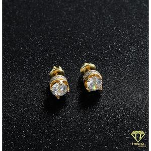 Elegant Round Moissanite <b>Diamond</b> <b>Earrings</b> Crafted In 925 Sterling Silver Brilliant Fine Jewelry For Women - Product Image 2
