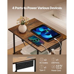 Narrow 3-Tier Open <b>Shelves</b> 3-Color Temperature Lighting Side Nightstand <b>Bedside</b> Desk Floor Lamp Table End Table Nightstand - Product Image 6