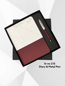 <b>Diary</b> Metal Pen Set <b>A5</b> PU Hardcover Orange Marble Design Gift for Office Business Use 100 Sheets UV Printing Model APGOI-SR-215 - Product Image 5