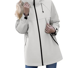Veste douce en gros 100 % polyester à col montant, résistante à l'eau, coupe régulière, couleur unie, pour l'extérieur - Product Image 3