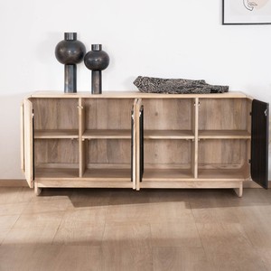 Vandana Autumn Aspect 180cm mango wood <b>sideboard</b> with a clean, Japanese design, Jappy style, 4 doors - Product Image 2