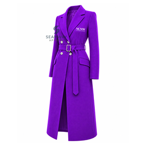 NCNW Abrigo Largo Cruzado con Cinturón para Mujer, Solapa con Muescas, Manga Larga, Estilo Formal y Elegante - Product Image 2