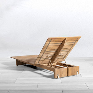 Tumbona de teca maciza de grado comercial con respaldo ajustable y cojín impermeable para proyectos hoteleros - Product Image 6