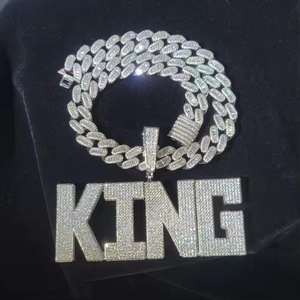 Collar con Colgante Personalizado con Nombre, con Moissanita, Chapado en Plata 925, con Engaste de Bisel, Joyería Hip Hop para Hombre - Product Image 3