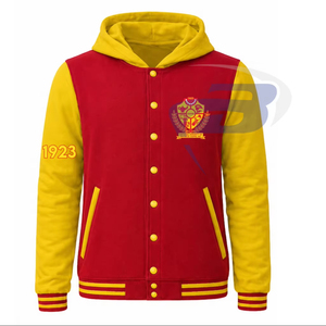 NSPDK Sorority Red Varsity <b>Jacket</b> Stylish Regular Stand Embroidered Logo Letterman Baseball Varsity Cropped <b>Jacket</b> Streetwear - Product Image 1