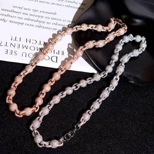 Luxury Silver Plated Moissanite Ball Link Chain <b>Statement</b> <b>Necklace</b> Unisex Everyday Wear Cuban Chain for Unisex - Product Image 3