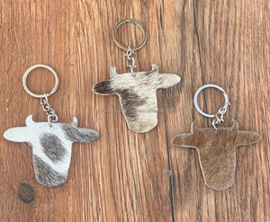 Nouveau design vente chaude cheveux sur cuir de vachette porte-clés en cuir porte-clés élégants porte-clés de luxe en cuir de forme unique - Product Image 3