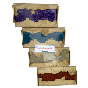 Customized Rectangular <b>Wooden</b> <b>Serving</b> <b>Tray</b> With Epoxy Metal Handles Food Safe Made In Vietnam - Product Image 6