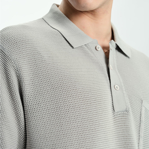 <b>Yarn</b> Lining Knitted <b>Wool</b> Polo Shirt for Men Best Quality Stylish Street Wear Short Sleeves Chest Pocket Men's Polo Shirts - Product Image 4