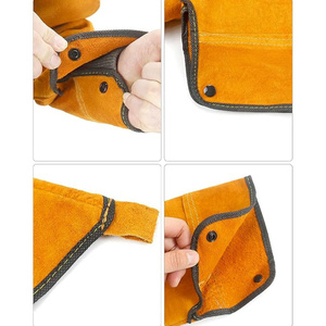 Guantes de soldadura de cuero de vaca dividido al por mayor, resistentes al calor, protectores para brazos, con correas ajustables - Product Image 5