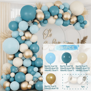 115 Set di palloncini multicolore per feste di compleanno e matrimonio in metallo bianco sabbia blu nebbia ardesia con pompa ad aria ghirlanda - Product Image 4