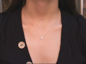 Collar con Colgante de Diamantes Redondos Creados en Laboratorio, Diseño de Ilusión y Cadena, para Mujer, Engaste en Bisel, Joyería para Uso Diario, Regalo en Oro Rosa de 14K - Product Image 4
