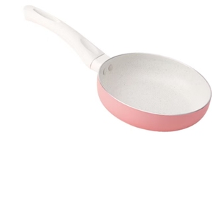 Minimalist Pink Ceramic Non-Stick Frying <b>Pan</b> With White Plastic Handle For Gas And <b>Induction</b> Cooker - Product Image 1
